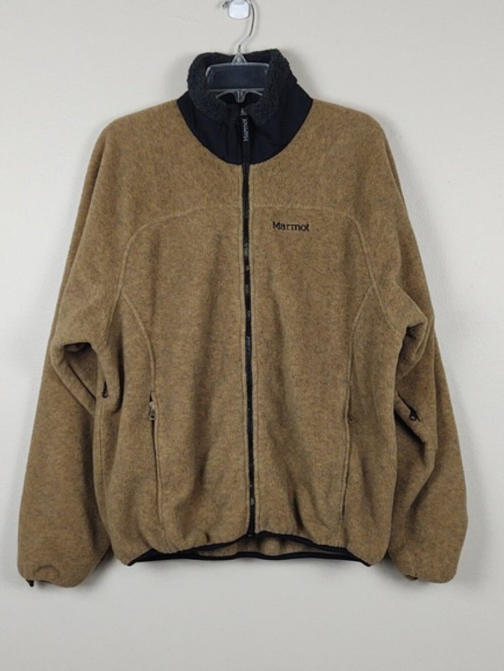 Marmot Vintage Fleece Jacket Men Large Tan Brown Full Zip Gorpcore VTG 90s
